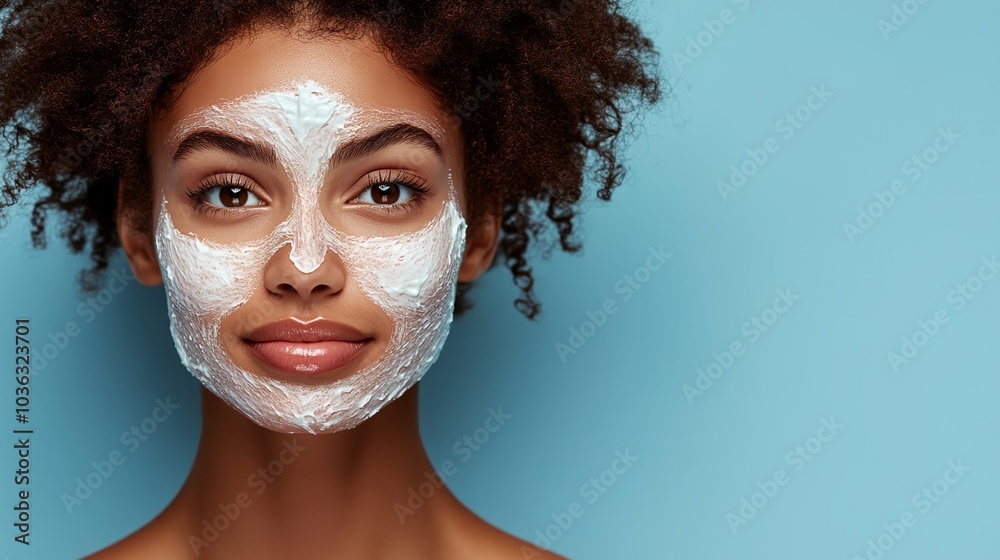 A woman with a white face mask on her face A woman with a white face mask on her face