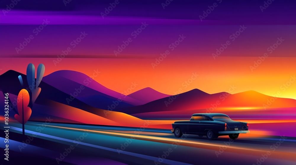 Desert Road at Sunset Desert Road at Sunset
