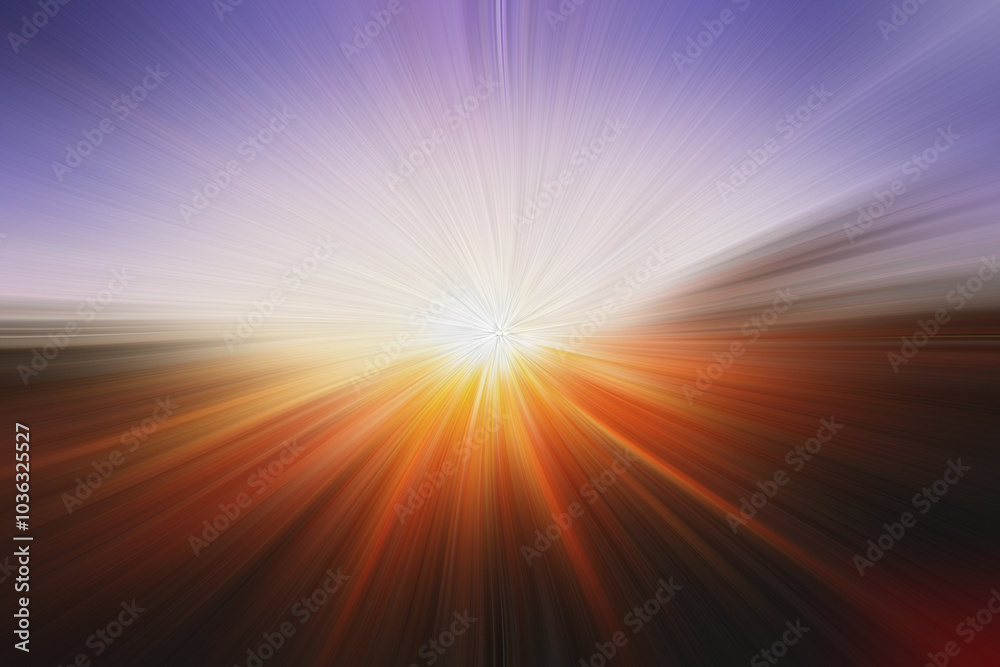 Obraz premium Abstract zoom twisted light fibers effect with sunset colors