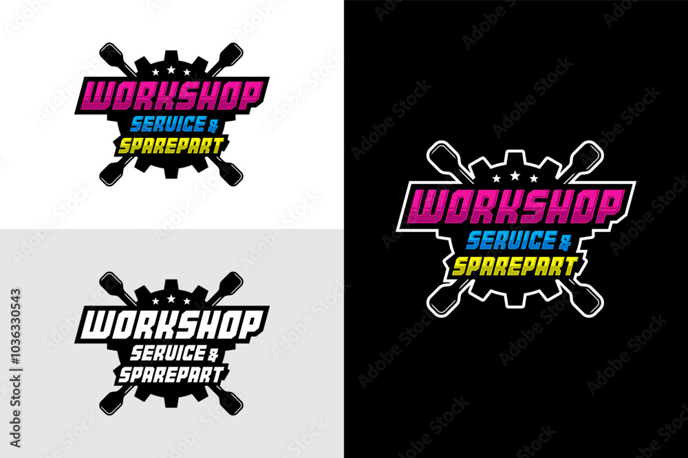 Workshop service and sparepart design illustration.eps