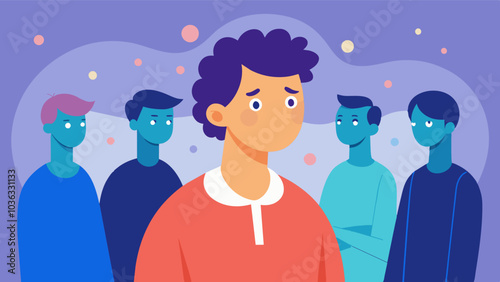 The constant cycle of comparing himself to others and feeling inadequate left him feeling drained and demoralized yet he couldnt stop himself from obsessing over his appearance.. Vector illustration