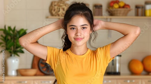 Motivated Young Woman Stretching at Home Gym for Fitness Training and Healthy Lifestyle