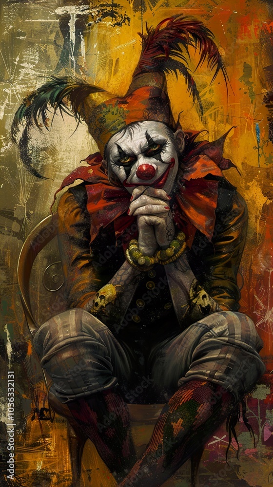 Dark Jester Portrait: A Creepy Fantasy Illustration Dark Jester Portrait: A Creepy Fantasy Illustration