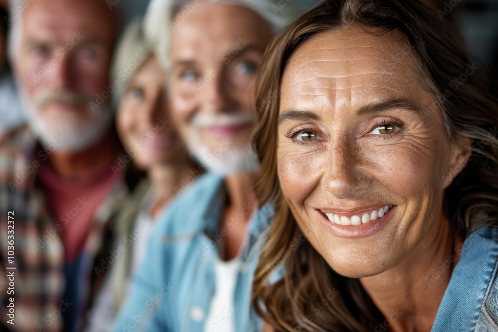 Portrait of smiling senior couple with their family in the background. Portrait of smiling senior couple with their family in the background.