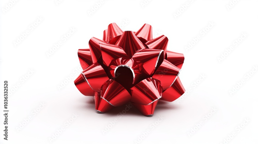 Festive Red Gift Bow Isolated on White Background Festive Red Gift Bow Isolated on White Background