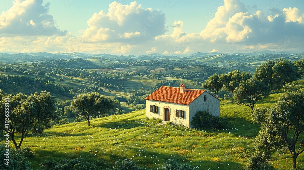 Serene Minimalistic Grassland Landscape Scene Serene Minimalistic Grassland Landscape Scene