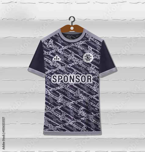 Sports uniform jersey design with navy purple color pattern easy for sublimation printing