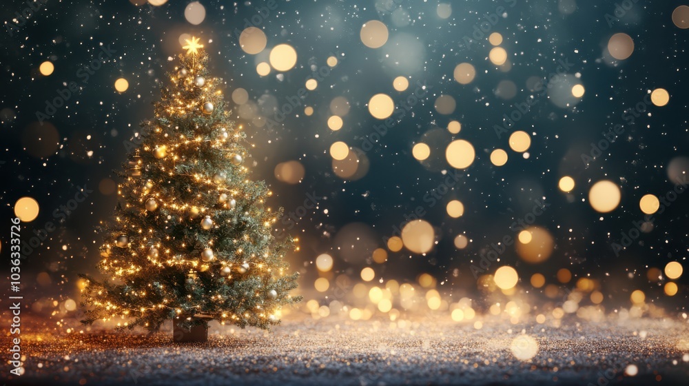 free space christmas tree on christmas concept on gold light in red background free space christmas tree on christmas concept on gold light in red background