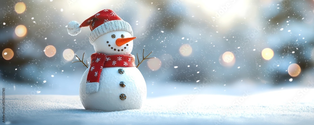 Fototapeta premium Transparent white backdrop with a snowman designed for festive seasonal greetings.