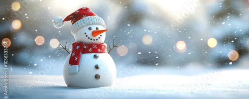 Transparent white backdrop with a snowman designed for festive seasonal greetings. photo