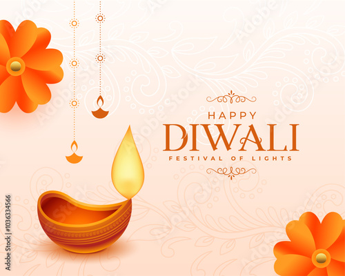 traditional shubh diwali festive background with oil lamp