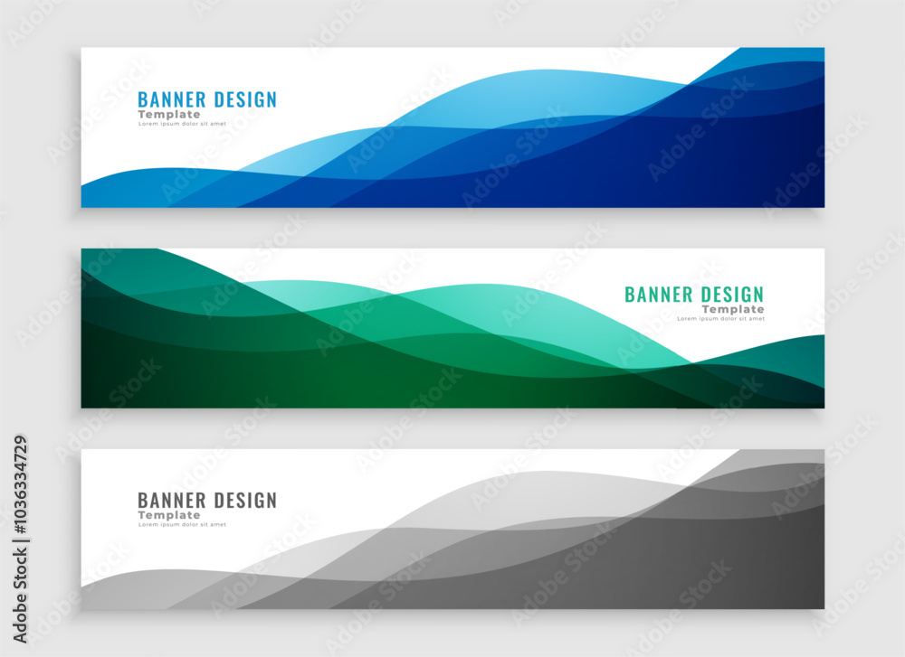 Fototapeta premium fluid style horizontal website backdrop banner template in set