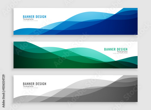 fluid style horizontal website backdrop banner template in set