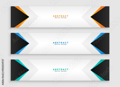 set of three web business header layout in geometric style