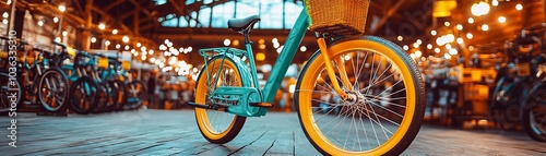 Vintage Bicycle in a Warm Indoor Market Setting photo