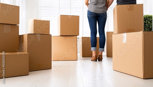 Moving Day with Cardboard Boxes in Bright Room