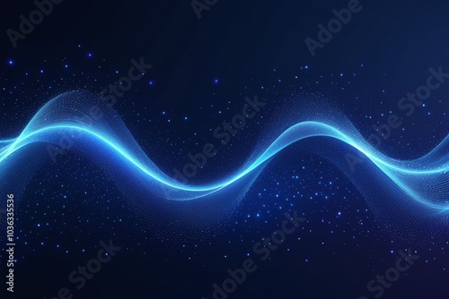 Blue sound waves, abstract background, horizontal composition