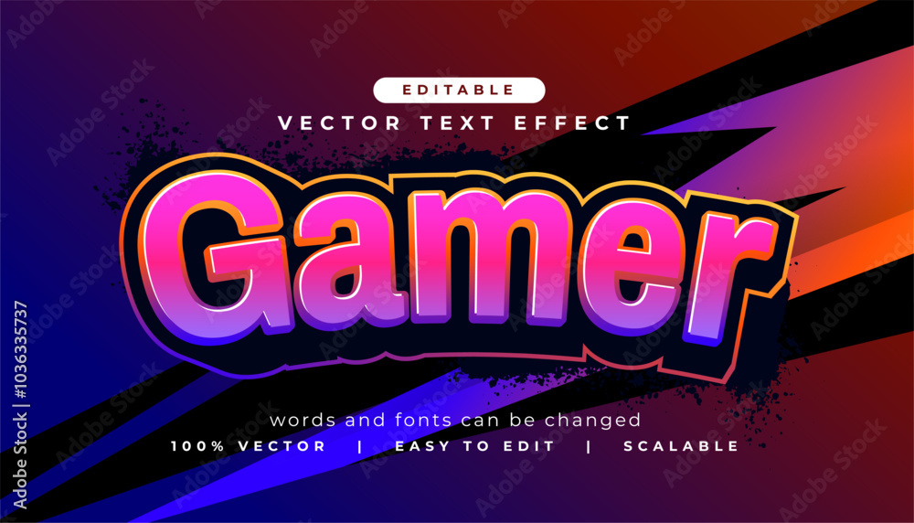 Naklejka premium editable gamer lettering text effect style