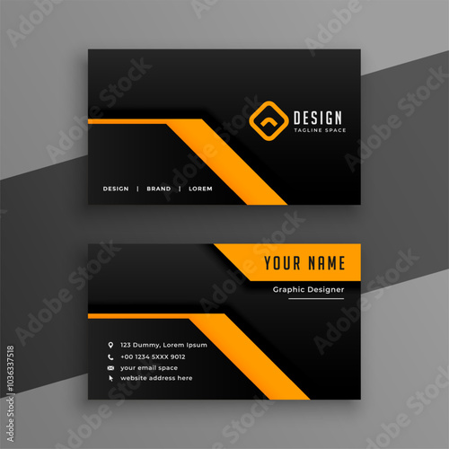 black and yellow professional visiting card layout for office work