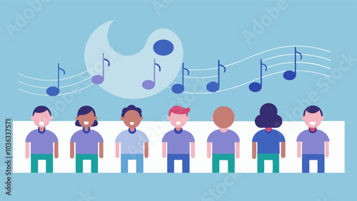 The choirs dynamics change seamlessly as they transition from soft delicate tones to powerful and resonant chords.. Vector illustration