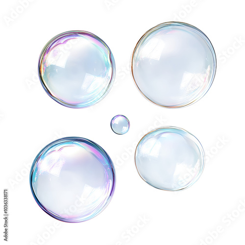 Wallpaper Mural Soap Bubbles with Iridescent Colors on white and transparent background. PNG Torontodigital.ca