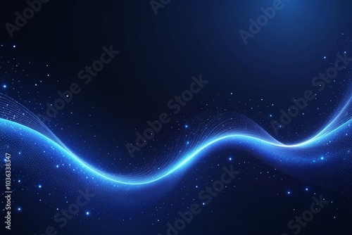 Blue sound waves, abstract background, horizontal composition