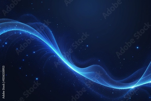 Blue sound waves, abstract background, horizontal composition