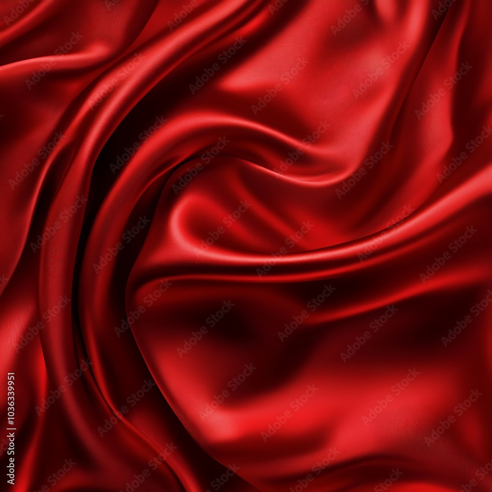 Fototapeta premium A close-up view of smooth, flowing red satin fabric, showcasing its luxurious texture and sheen.