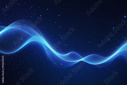 Blue sound waves, abstract background, horizontal composition