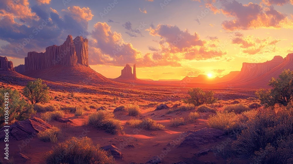 Naklejka premium Monument Valley Sunset
