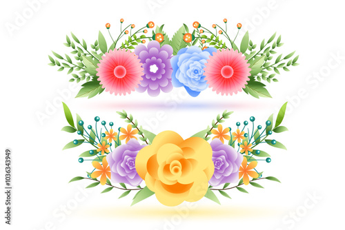 set of lovely natural floral element background for special occasion or event