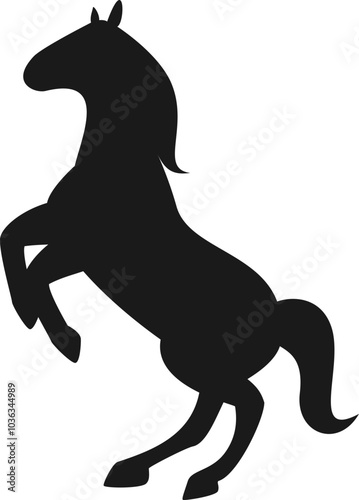 Black silhouette of horse rearing up