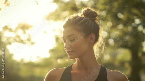 Young Woman in Natural Light with a Peaceful Expression