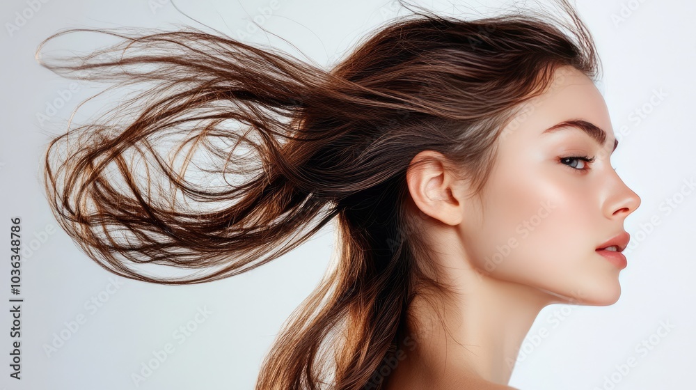 Elegant Woman with Flowing Hair in Soft Light Elegant Woman with Flowing Hair in Soft Light