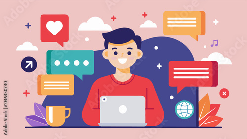 Using social media as a tool for selfexpression and creativity rather than seeking validation or approval from others.. Vector illustration