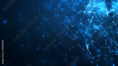 Abstract futuristic - Molecules technology with polygonal shapes on dark blue background. Illustration design digital technology concept. 
