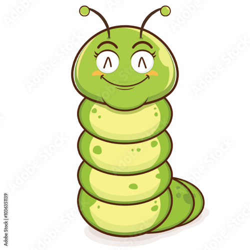 worm smile face cartoon cute