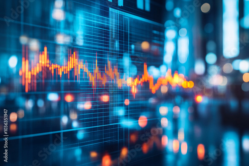 Wallpaper Mural A graph with red and orange lines is displayed on a blue background Torontodigital.ca