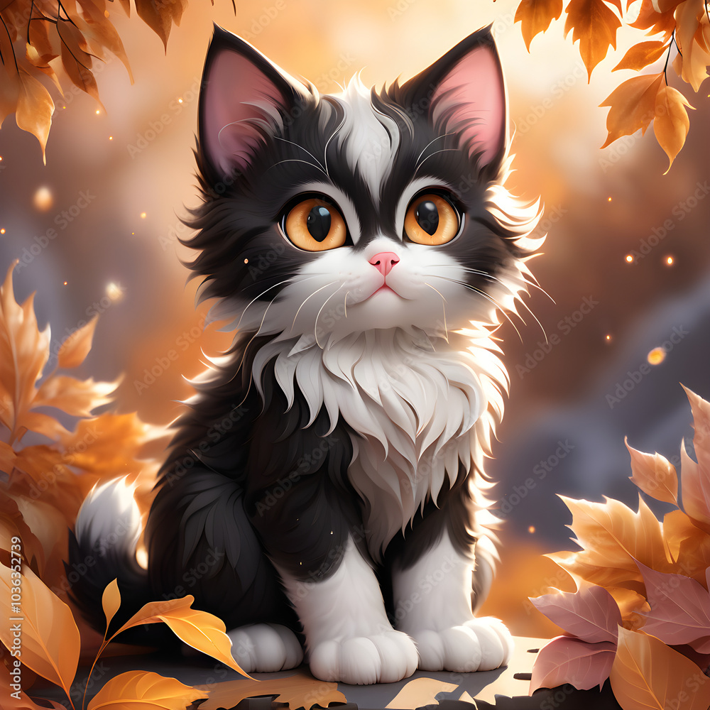 cat with an autumn background cat with an autumn background