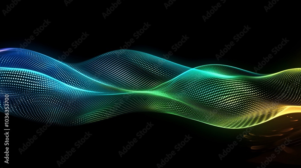 Abstract wavy pattern with glowing lights on a dark background. Abstract wavy pattern with glowing lights on a dark background.
