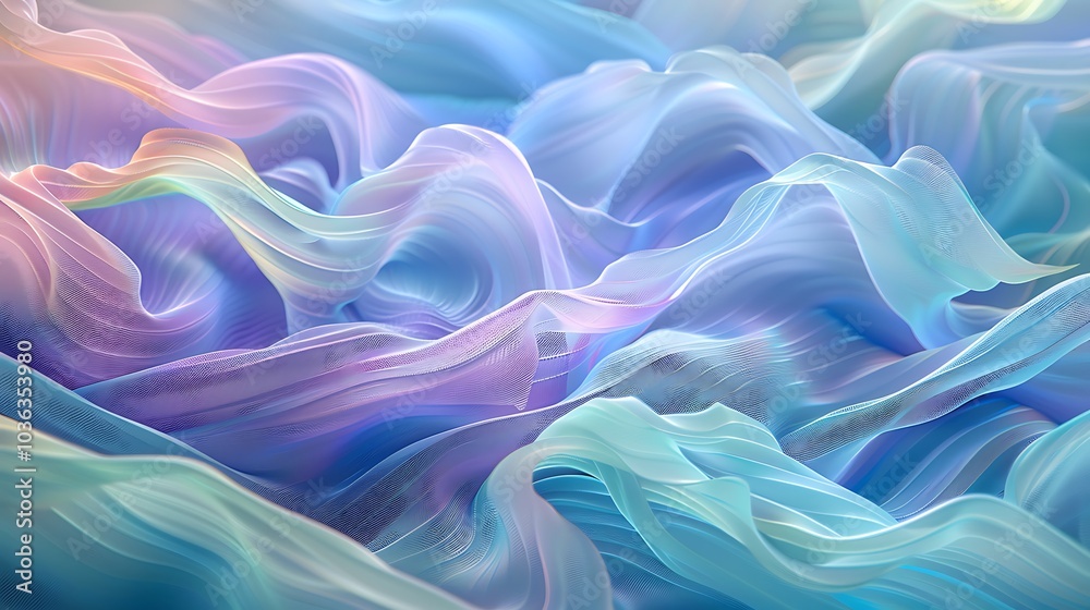 A mesmerizing abstract representation of flowing waves in soft pastel colors. A mesmerizing abstract representation of flowing waves in soft pastel colors.
