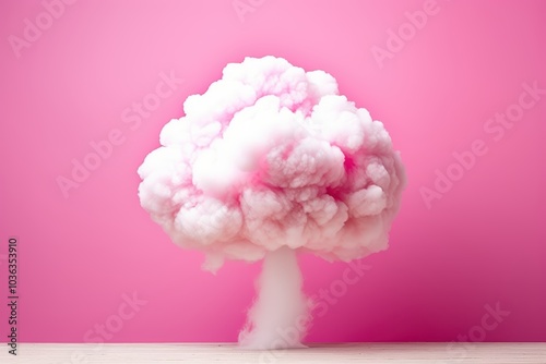 Fluffy white cloud on pink background photo