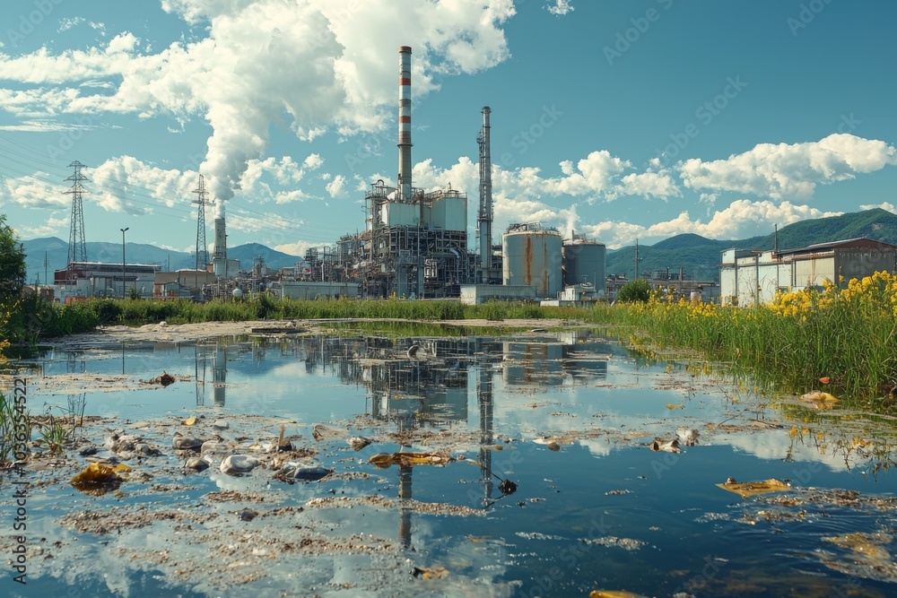 Obraz premium Water pollution in the river environment 