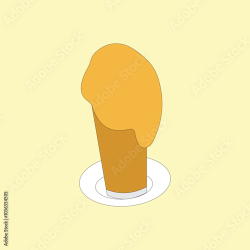 Malaysian famous drink Teh Ais Madu vector illustration. Honey Ice Tea float  photo