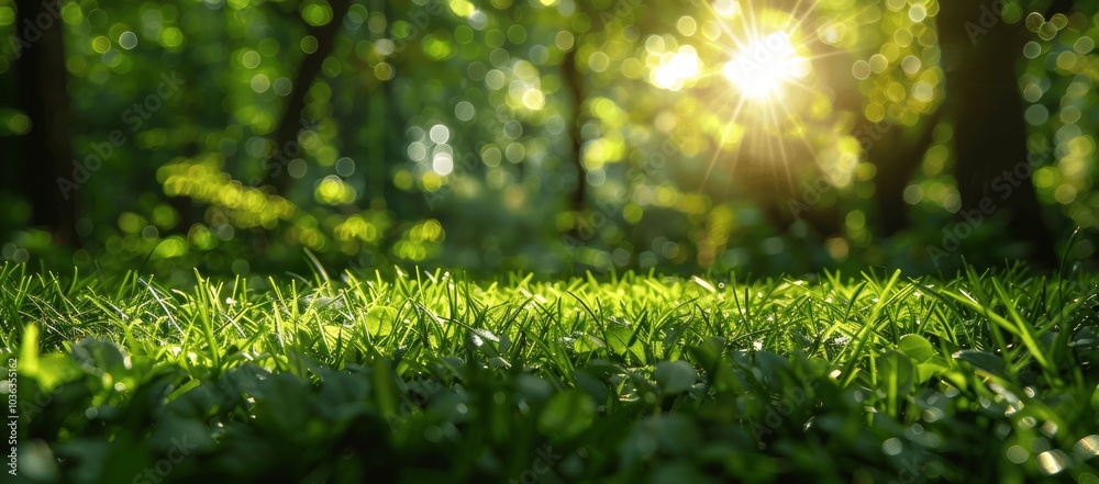Panoramic View of Fresh Green Grass Field in Early Morning with Light Fog Panoramic View of Fresh Green Grass Field in Early Morning with Light Fog