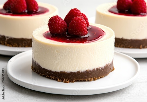 Delicious raspberry cheesecake dessert photo