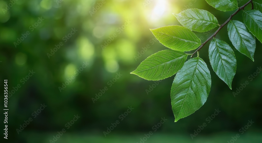 Vibrant green leaves in natural sunlight Vibrant green leaves in natural sunlight