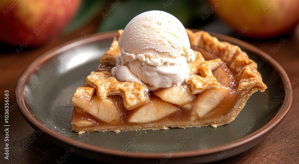 Delicious apple pie with ice cream Delicious apple pie with ice cream