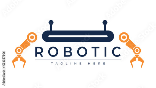 Robotic hand manipulator symbol icon. Robot limb logo. Robot arm. automation, robot, CNC shape logo.