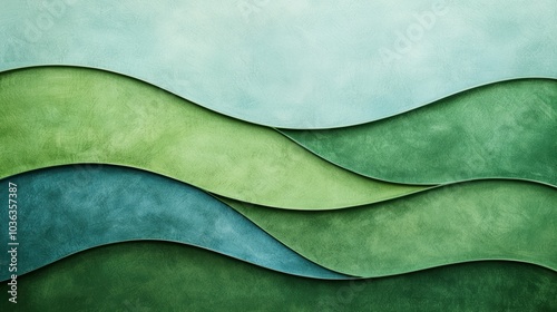 Serene abstract landscape with rolling green hills
